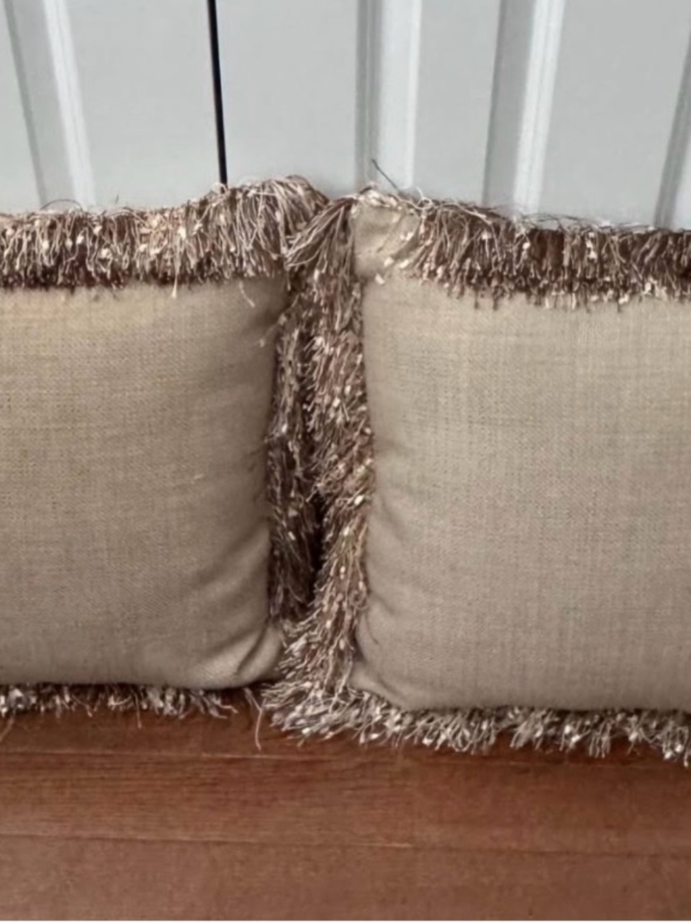 Pier1 Fringe Decorative Throw Pillow Pair - Beige